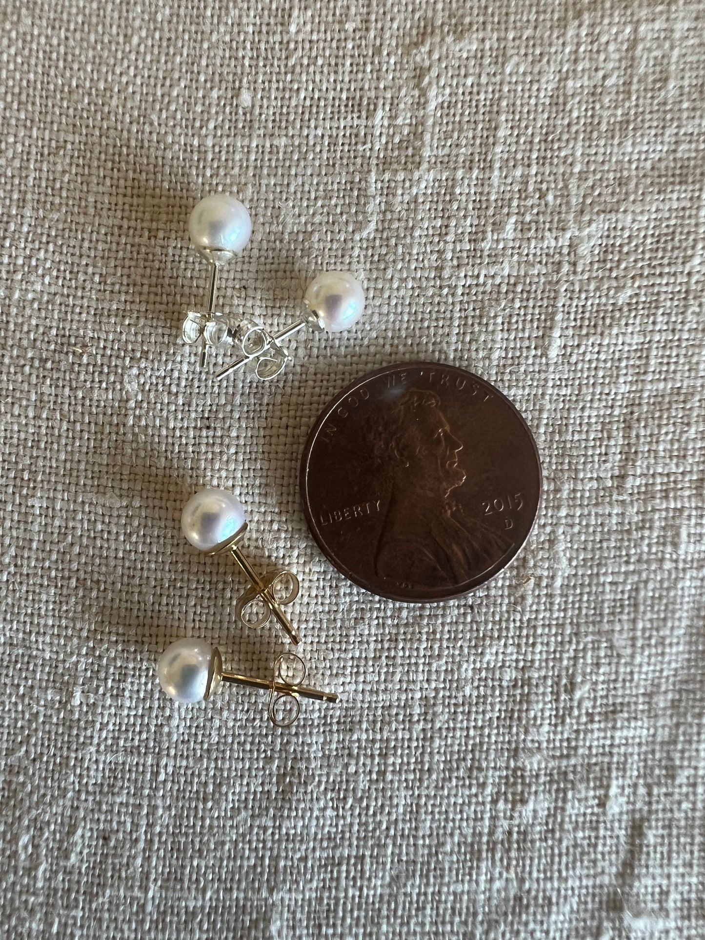 Pearl post earrings, Sterling Silver