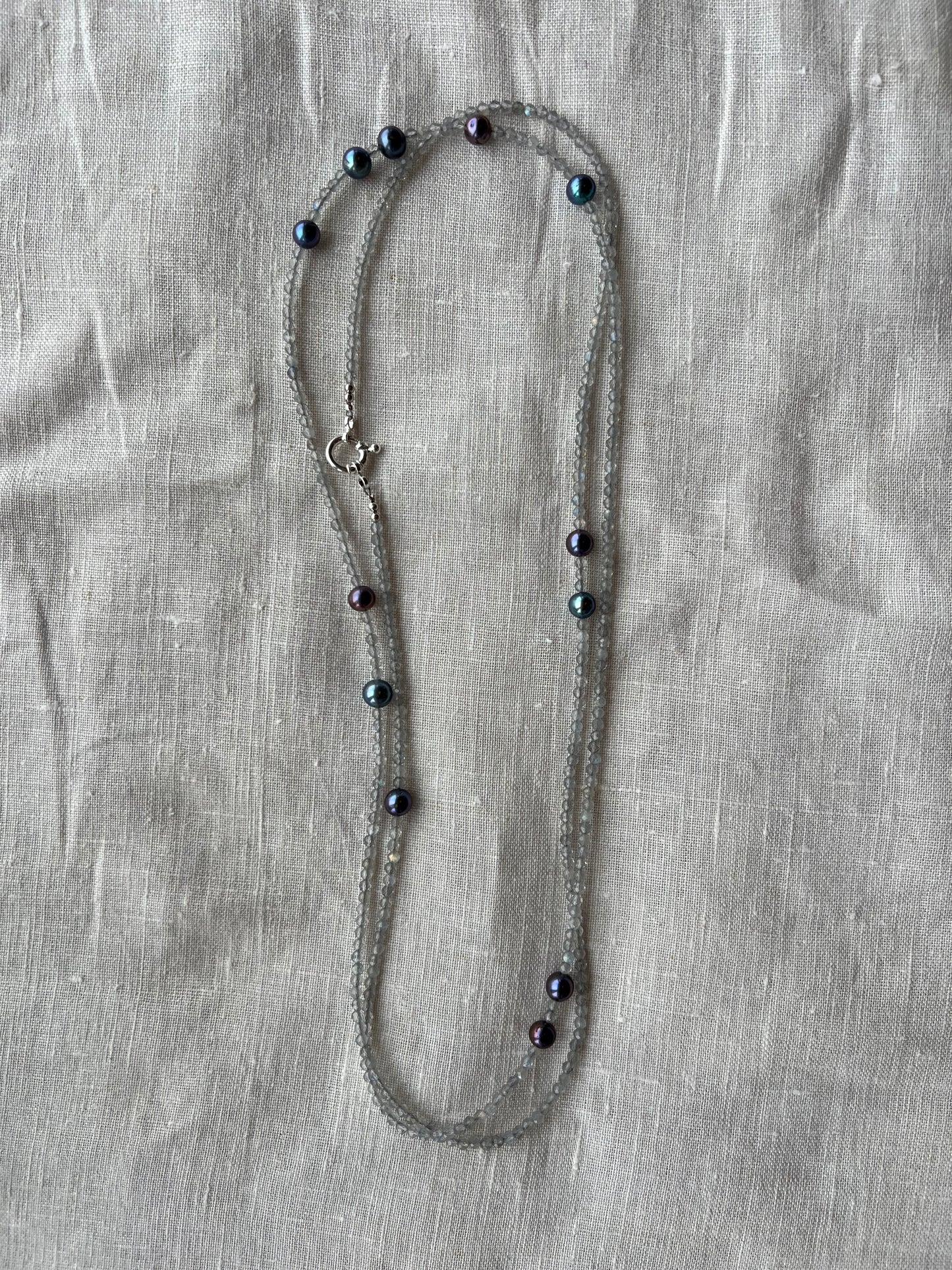 Gemstone Annual Necklace- Labradorite and Pearl