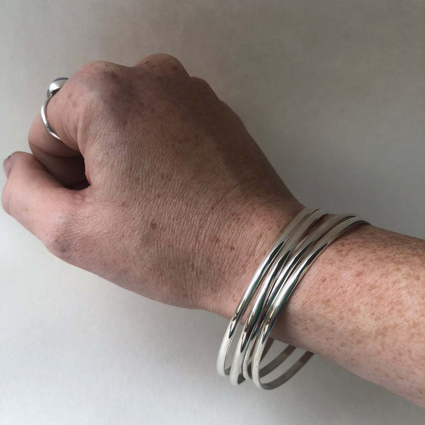 Thick bangle, Sterling silver